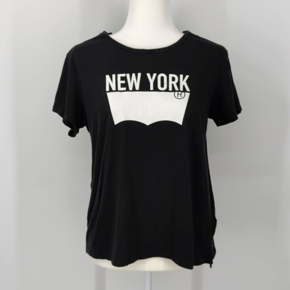Levi's Levi Strauss Black White New York Short Sleeve 100% Cotton T-shirt Large